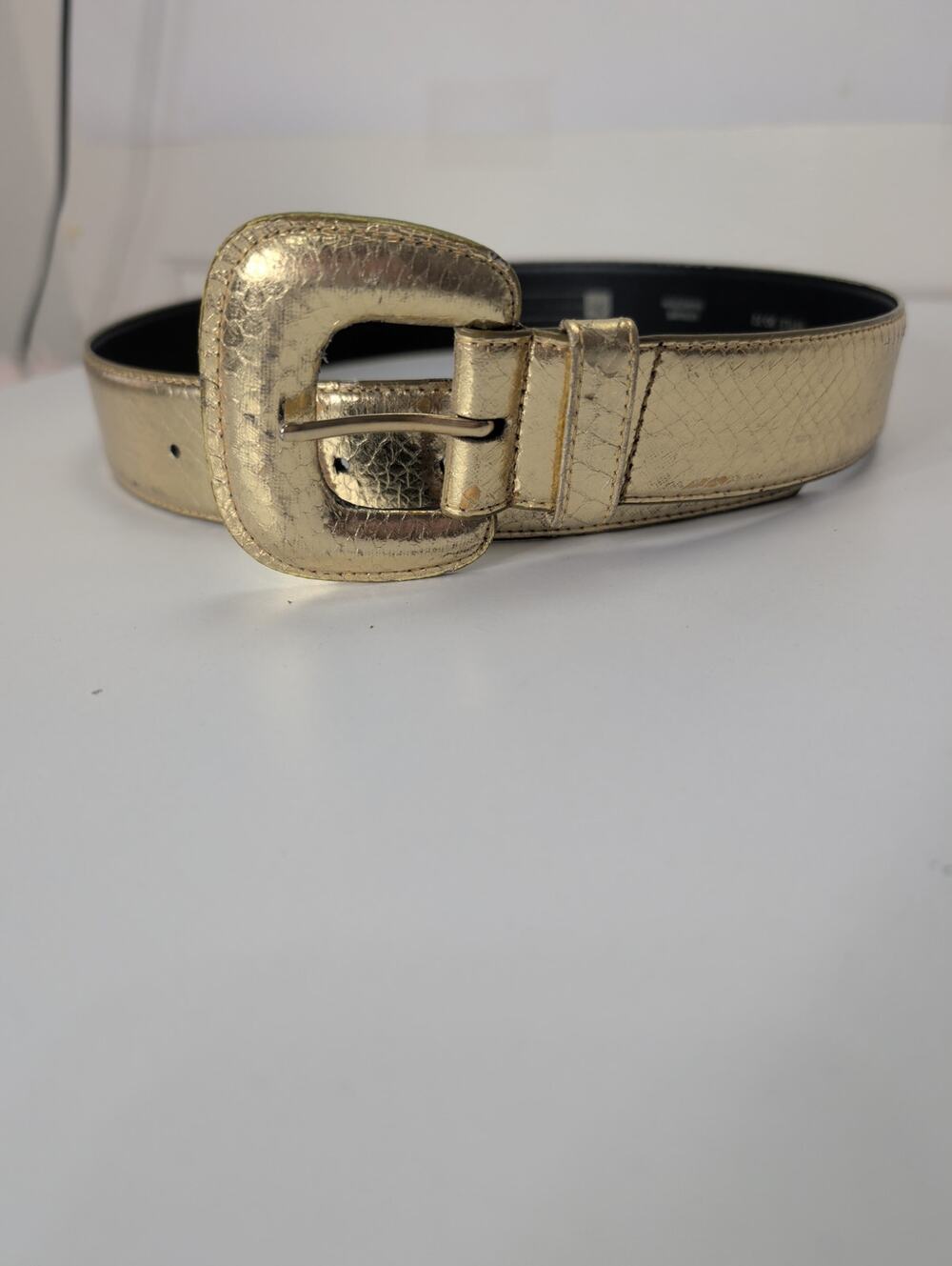 Gold Snakeskin Vintage Women's Belt M Leather